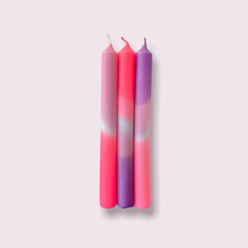 3 Dip Dye Neon Dinner-Kerzen im Set "Dirty Rio" von Pink Stories